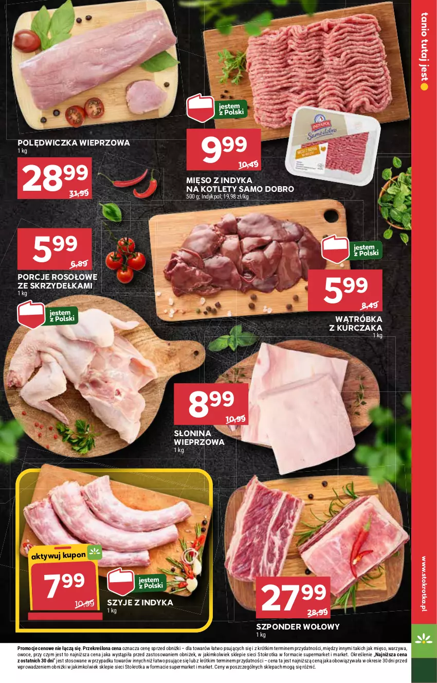 Gazetka promocyjna Stokrotka - Market - ważna 13.02 do 19.02.2025 - strona 7 - produkty: Kotlet, Kurczak, Mięso, Mięso z indyka, Owoce, Polędwiczka wieprzowa, Por, Szponder wołowy, Warzywa