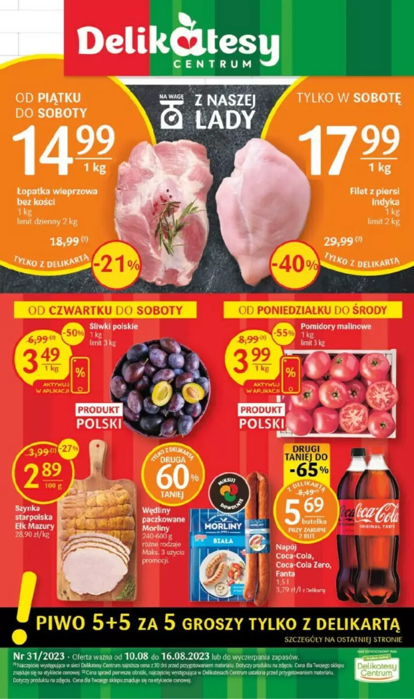 Gazetka promocyjna Delikatesy Centrum - ważna 10.08 do 16.08.2023 - strona 1 - produkty: Coca-Cola, Pomidory, Rum