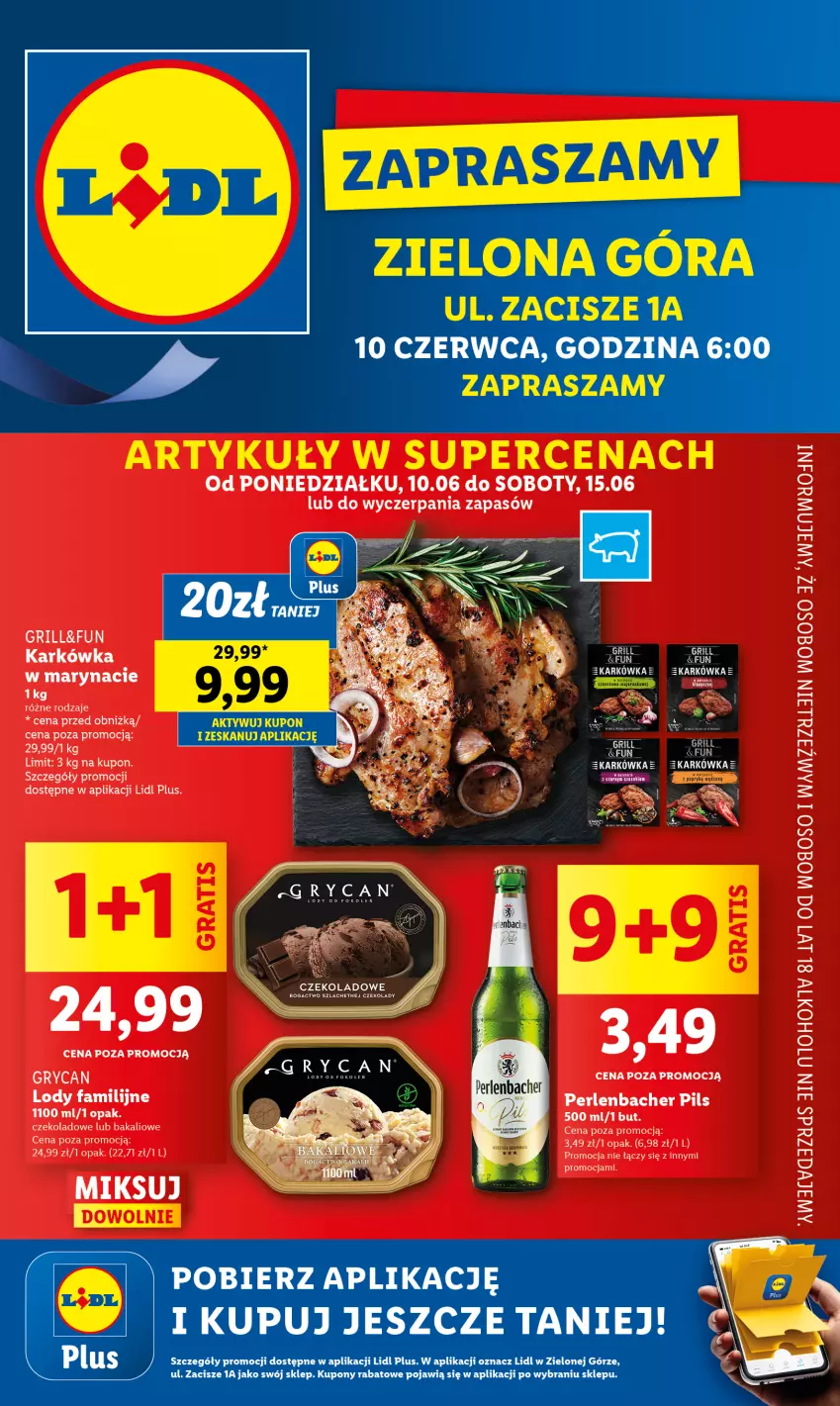 Gazetka promocyjna Lidl - Lidl w Zielonej Górze już otwarty - ważna 10.06 do 15.06.2024 - strona 1 - produkty: Fa, Grill, Gry, LG, Lody, Ryż