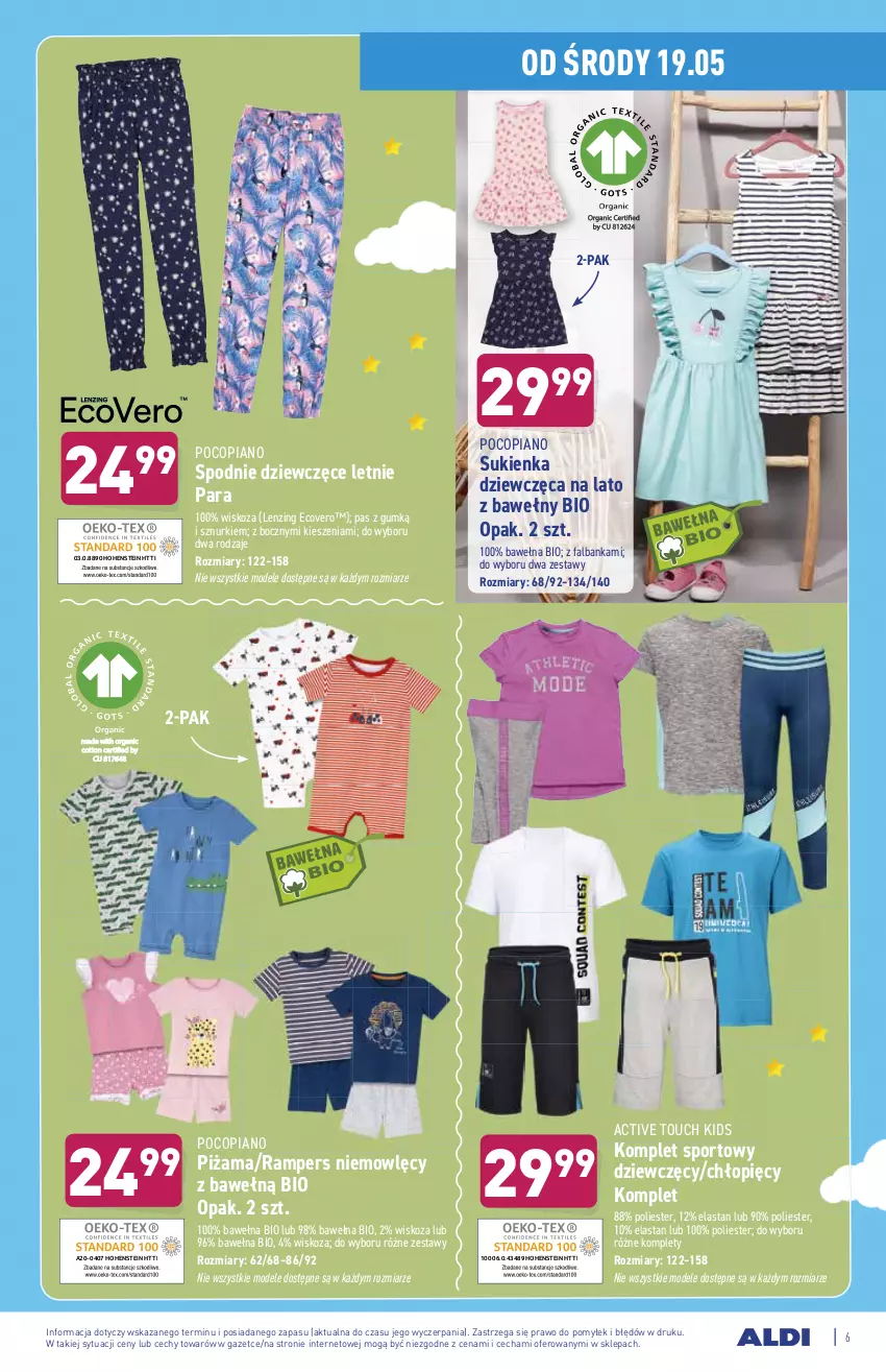 Gazetka promocyjna Aldi - ważna 17.05 do 22.05.2021 - strona 6 - produkty: Fa, Piżama, Pocopiano, Por, Spodnie, Sport, Sukienka, Wełna