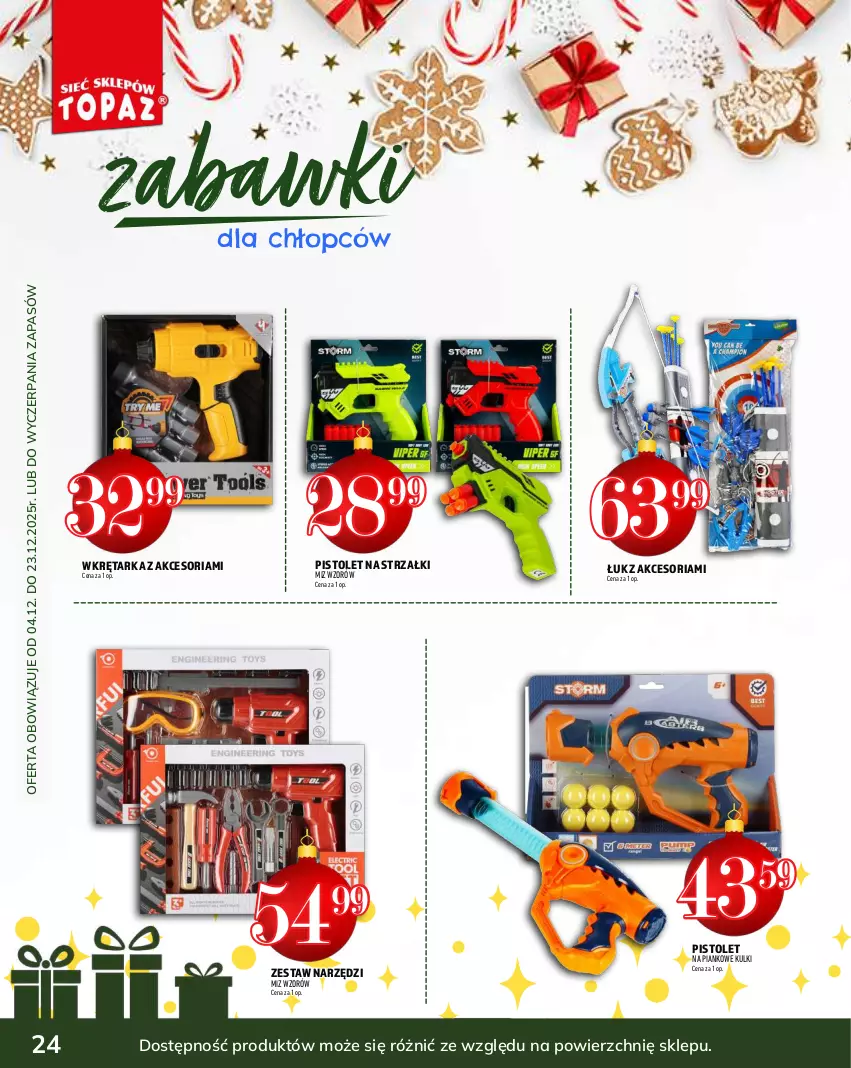 Gazetka promocyjna Topaz - Gazetka - ważna 04.12 do 31.12.2025 - strona 24 - produkty: Pistolet, Tarka, Wkręt, Wkrętarka, Zestaw narzędzi