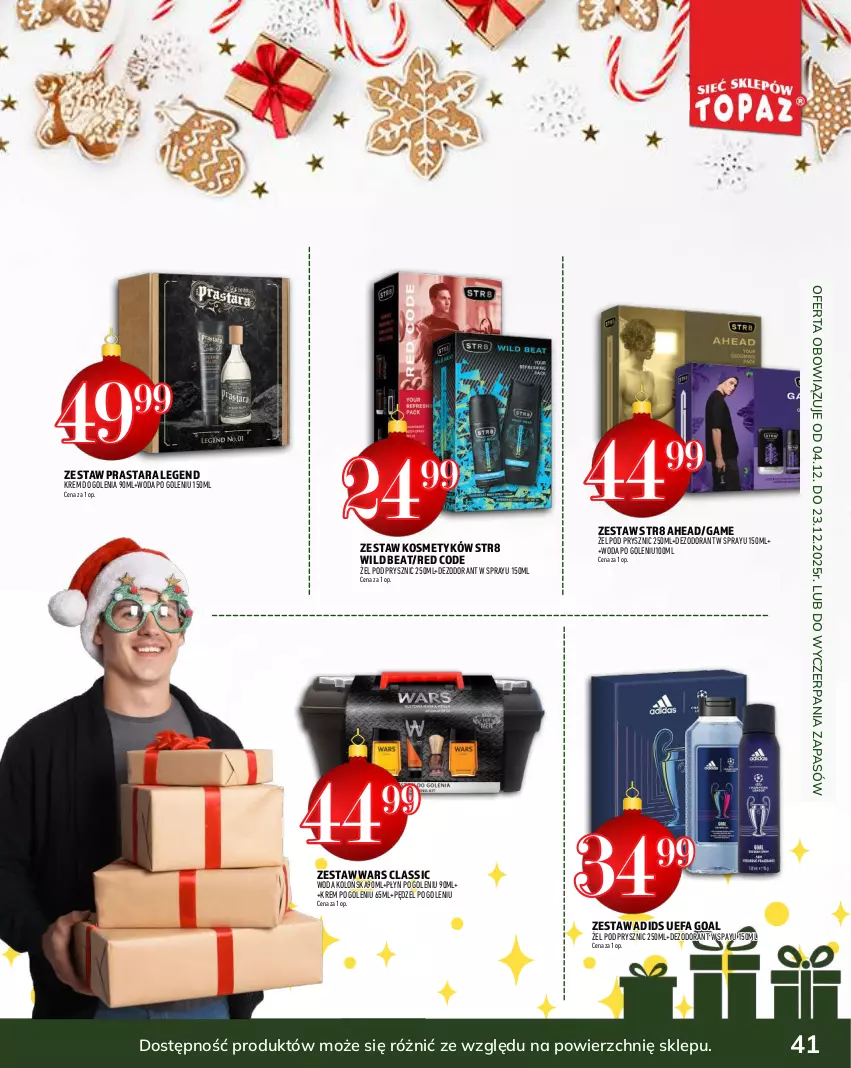 Gazetka promocyjna Topaz - Gazetka - ważna 04.12 do 31.12.2025 - strona 41 - produkty: Dezodorant, Fa, Goal, Krem do golenia, Str8, Woda, Woda kolońska, Woda po goleniu