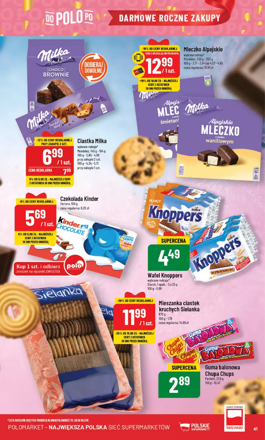 Gazetka promocyjna PoloMarket - Gazetka pomocyjna - ważna 25.10 do 31.10.2023 - strona 41 - produkty: Brownie, Chupa Chups, Ciastka, Czekolada, Ferrero, Kinder, Knoppers, Milka, Stek