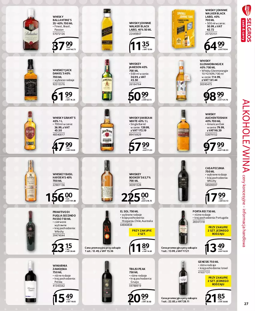 Gazetka promocyjna Selgros - Extra Oferta - ważna 01.08 do 31.08.2021 - strona 27 - produkty: Alkohole, Gra, Jameson, Jim Beam, Johnnie Walker, Lack, Por, Whiskey, Whisky, Winiarnia Zamojska