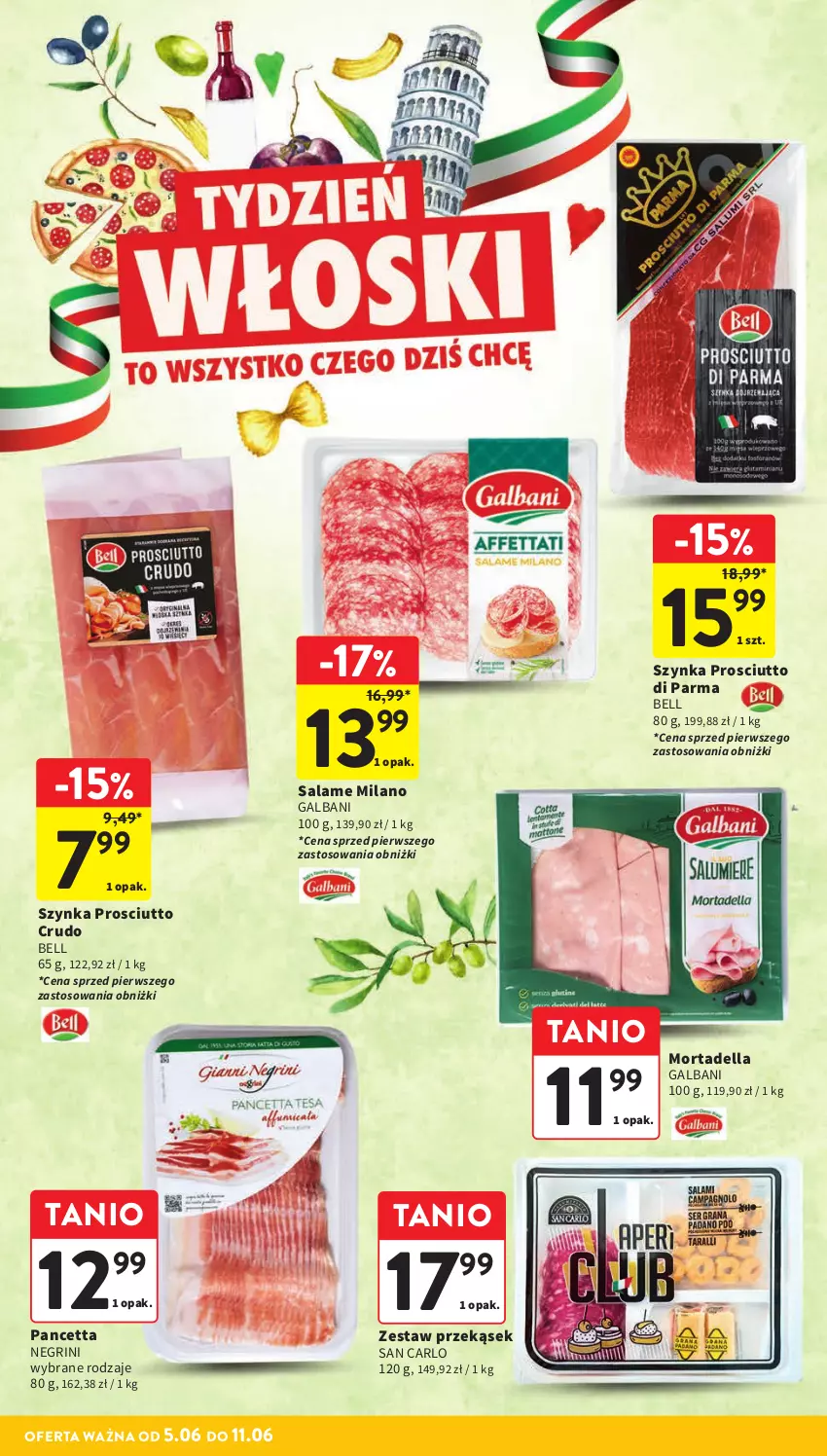 Gazetka promocyjna Intermarche - Gazetka Intermarche - ważna 05.06 do 11.06.2025 - strona 10 - produkty: Bell, Dell, Galbani, Mortadella, Prosciutto, Szynka