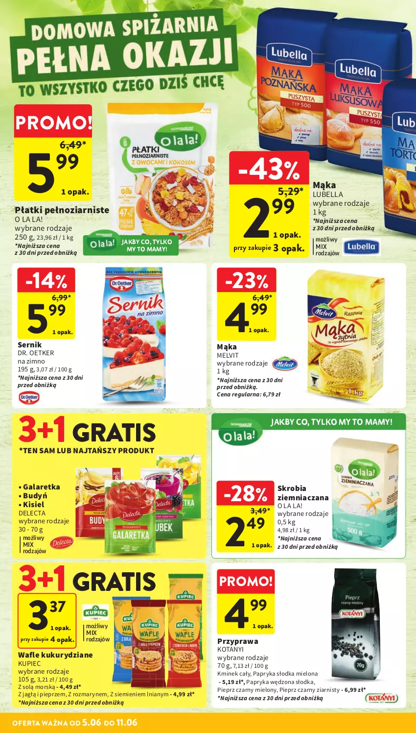 Gazetka promocyjna Intermarche - Gazetka Intermarche - ważna 05.06 do 11.06.2025 - strona 28 - produkty: Bell, Bella, Budyń, Delecta, Dr. Oetker, Gala, Galaretka, Gra, Kisiel, Kminek, Kminek cały, Kupiec, Lubella, Mąka, Melvit, Papryka, Papryka słodka, Papryka wędzona, Piec, Pieprz, Ser, Skrobia ziemniaczana, Wafle