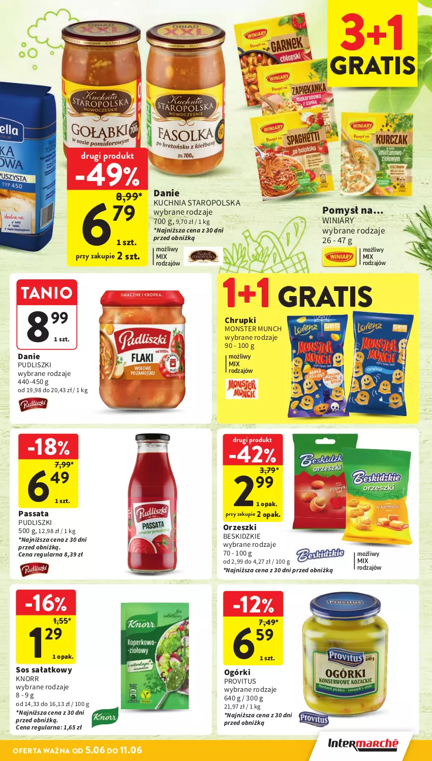 Gazetka promocyjna Intermarche - Gazetka Intermarche - ważna 05.06 do 11.06.2025 - strona 29 - produkty: Beskidzki, Chrupki, Gra, Knorr, Kuchnia, Kuchnia Staropolska, Monster Munch, Orzeszki, Pudliszki, Sałat, Sos, Winiary