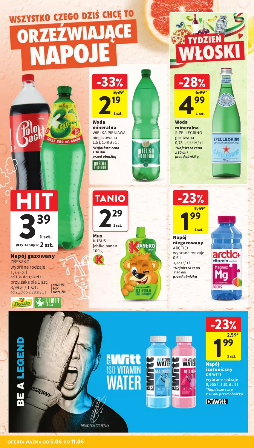 Gazetka promocyjna Intermarche - Gazetka Intermarche - ważna 05.06 do 11.06.2025 - strona 34 - produkty: Kubuś, Mus, Napój, Napój gazowany, Napój izotoniczny, Napój niegazowany, Woda, Woda mineralna