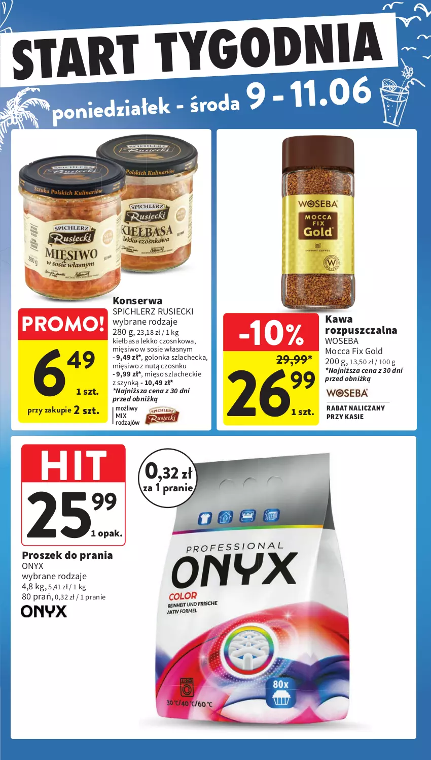 Gazetka promocyjna Intermarche - Gazetka Intermarche - ważna 05.06 do 11.06.2025 - strona 47 - produkty: Kawa, Kawa rozpuszczalna, Kiełbasa, Mięso, Mocca Fix Gold, Proszek do prania, Ser, Sos, Spichlerz Rusiecki, Woseba