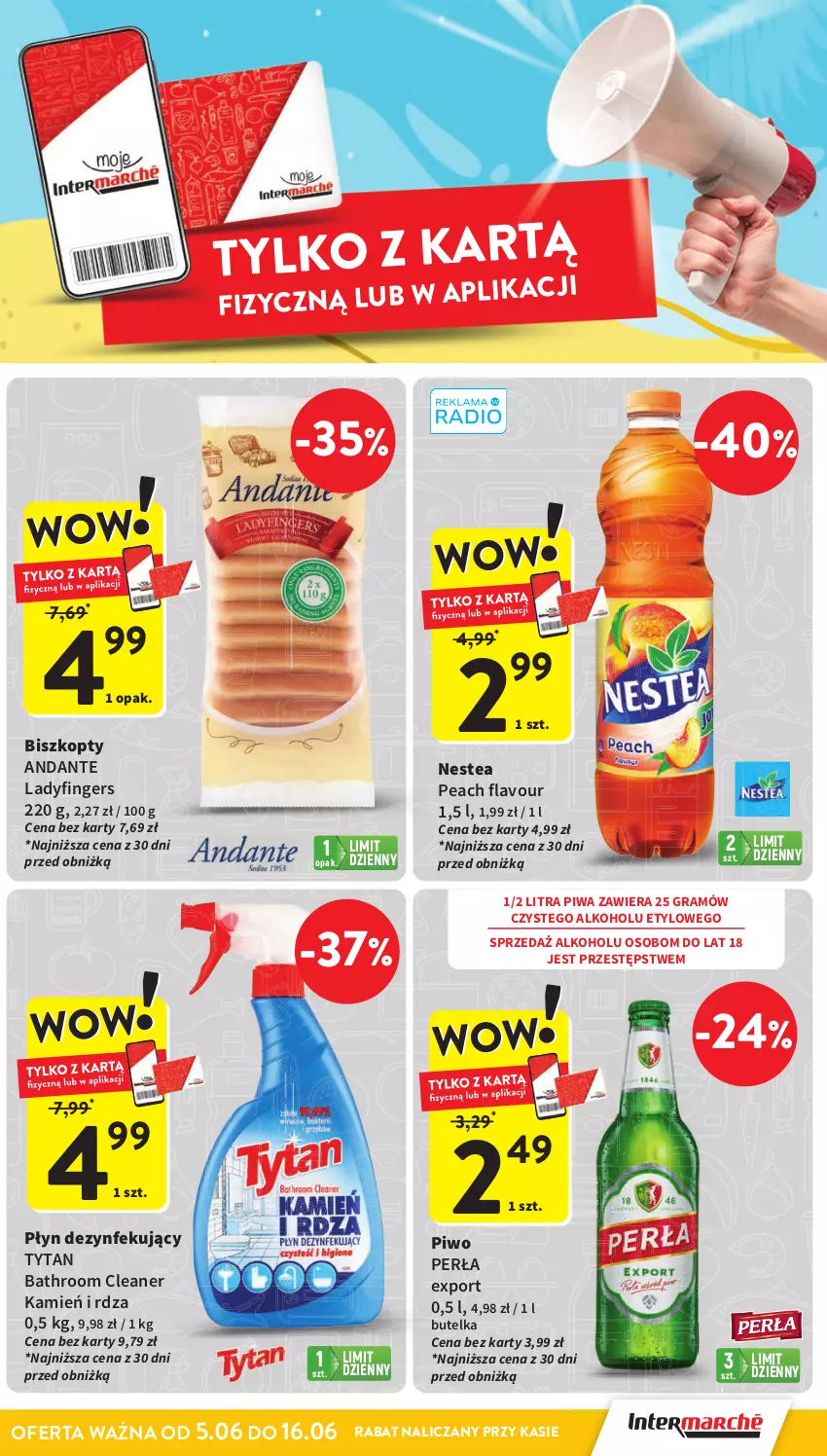 Gazetka promocyjna Intermarche - Gazetka Intermarche - ważna 05.06 do 11.06.2025 - strona 9 - produkty: Biszkopty, Gra, Nestea, Perła, Piwa, Piwo, Por, Tytan