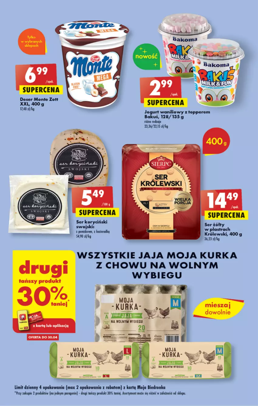 Gazetka promocyjna Biedronka - ważna 27.04 do 03.05.2023 - strona 45 - produkty: Deser, Dron, Jaja, Jogurt, Królewski, Monte, Ser, Top, Zott