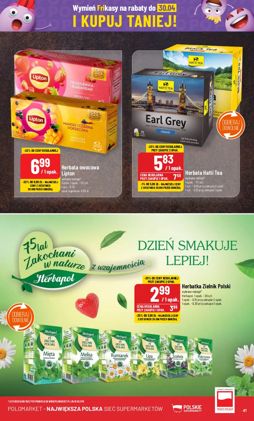 Gazetka promocyjna PoloMarket - Gazetka pomocyjna - ważna 10.04 do 16.04.2024 - strona 41 - produkty: Herbapol, Herbata, Herbata owocowa, Lipton