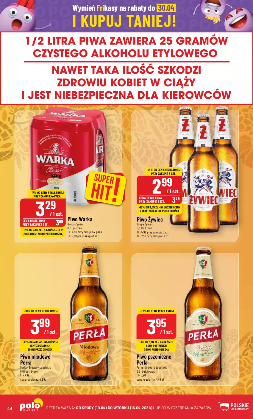 Gazetka promocyjna PoloMarket - Gazetka pomocyjna - ważna 10.04 do 16.04.2024 - strona 44 - produkty: Perła, Piwo, Warka