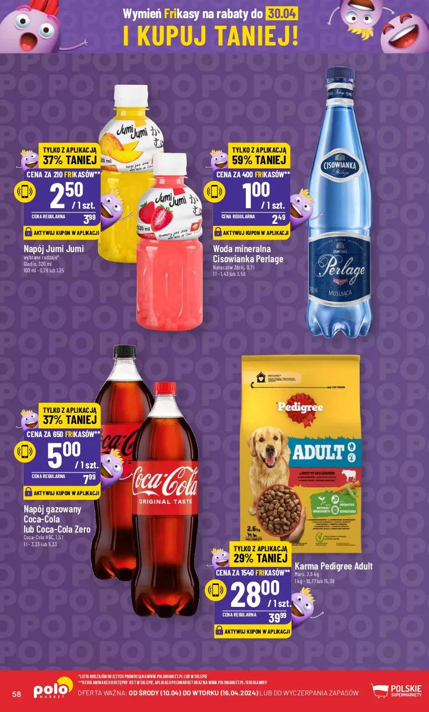 Gazetka promocyjna PoloMarket - Gazetka pomocyjna - ważna 10.04 do 16.04.2024 - strona 58 - produkty: Cisowianka, Coca-Cola, Mars, Napój, Napój gazowany, Pedigree, Woda, Woda mineralna