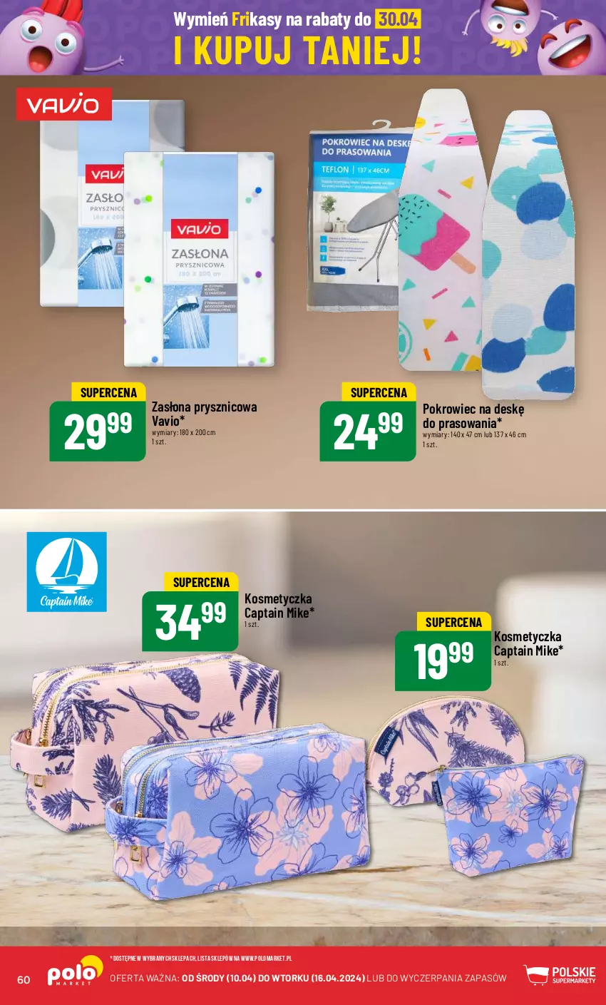 Gazetka promocyjna PoloMarket - Gazetka pomocyjna - ważna 10.04 do 16.04.2024 - strona 60 - produkty: Kosmetyczka, Pokrowiec, Pokrowiec na deskę, Zasłona, Zasłona prysznicowa