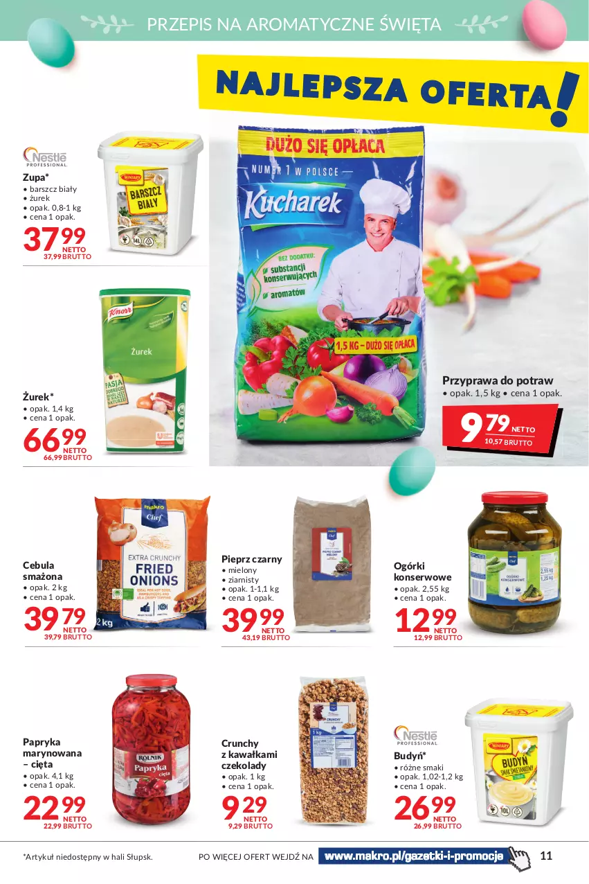 Gazetka promocyjna Makro - [Oferta promocyjna] Artykuły spożywcze i przemysłowe - ważna 05.04 do 18.04.2022 - strona 11 - produkty: Budyń, Cebula, Cebula smażona, Kawa, Ogórki konserwowe, Papryka, Papryka marynowana, Pieprz, Przyprawa do potraw, Ser, Zupa