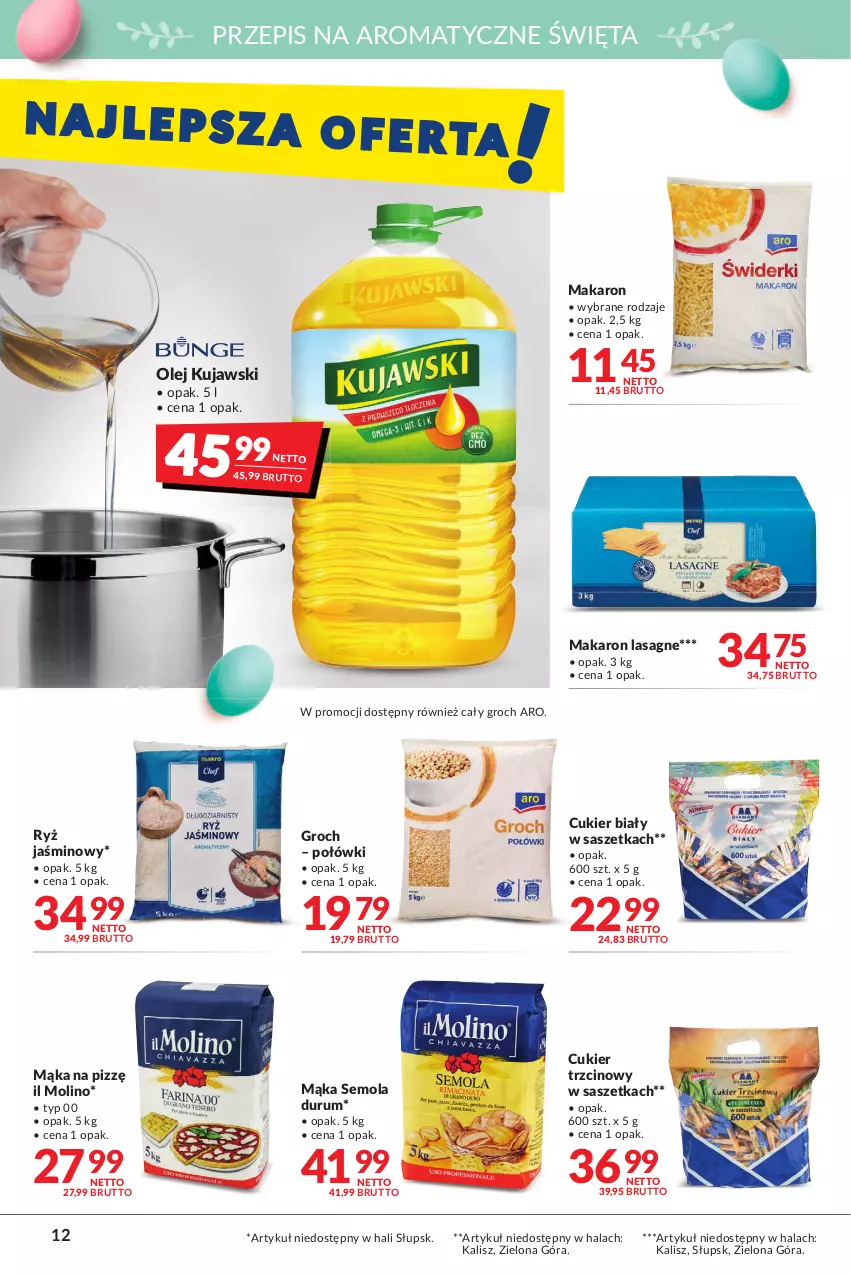 Gazetka promocyjna Makro - [Oferta promocyjna] Artykuły spożywcze i przemysłowe - ważna 05.04 do 18.04.2022 - strona 12 - produkty: Cukier, Cukier trzcinowy, Groch, Kujawski, Lasagne, Mąka, Makaron, Mola, Olej, Rum, Ryż