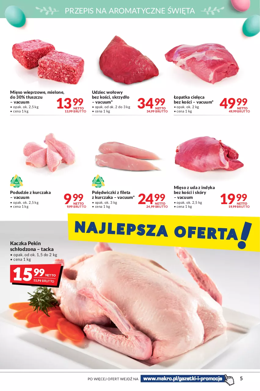 Gazetka promocyjna Makro - [Oferta promocyjna] Artykuły spożywcze i przemysłowe - ważna 05.04 do 18.04.2022 - strona 5 - produkty: Kaczka, Kurczak, Mięso, Mięso wieprzowe, Podudzie z kurczaka, Udziec wołowy