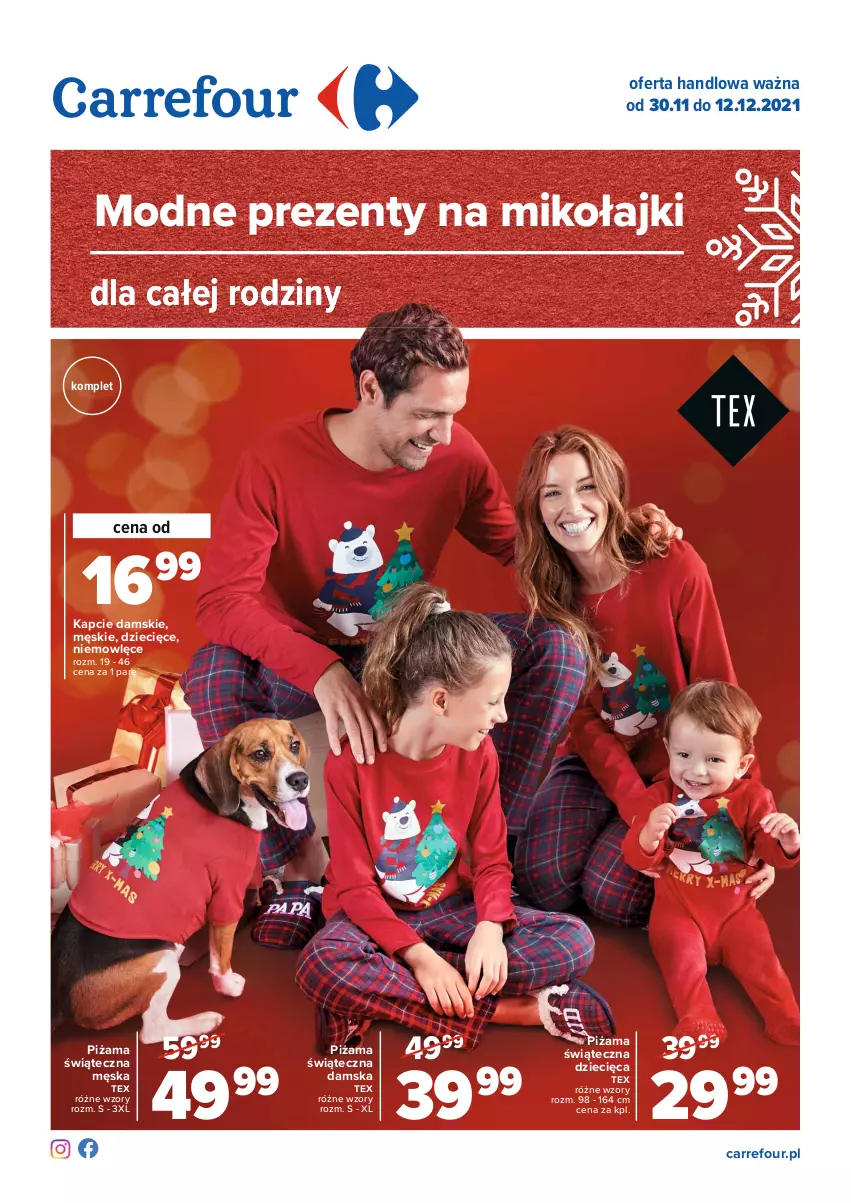 Gazetka promocyjna Carrefour - Gazetka Modne prezenty na mikołajki - ważna 30.11 do 12.12.2021 - strona 1 - produkty: Dzieci, Kapcie, Piżama