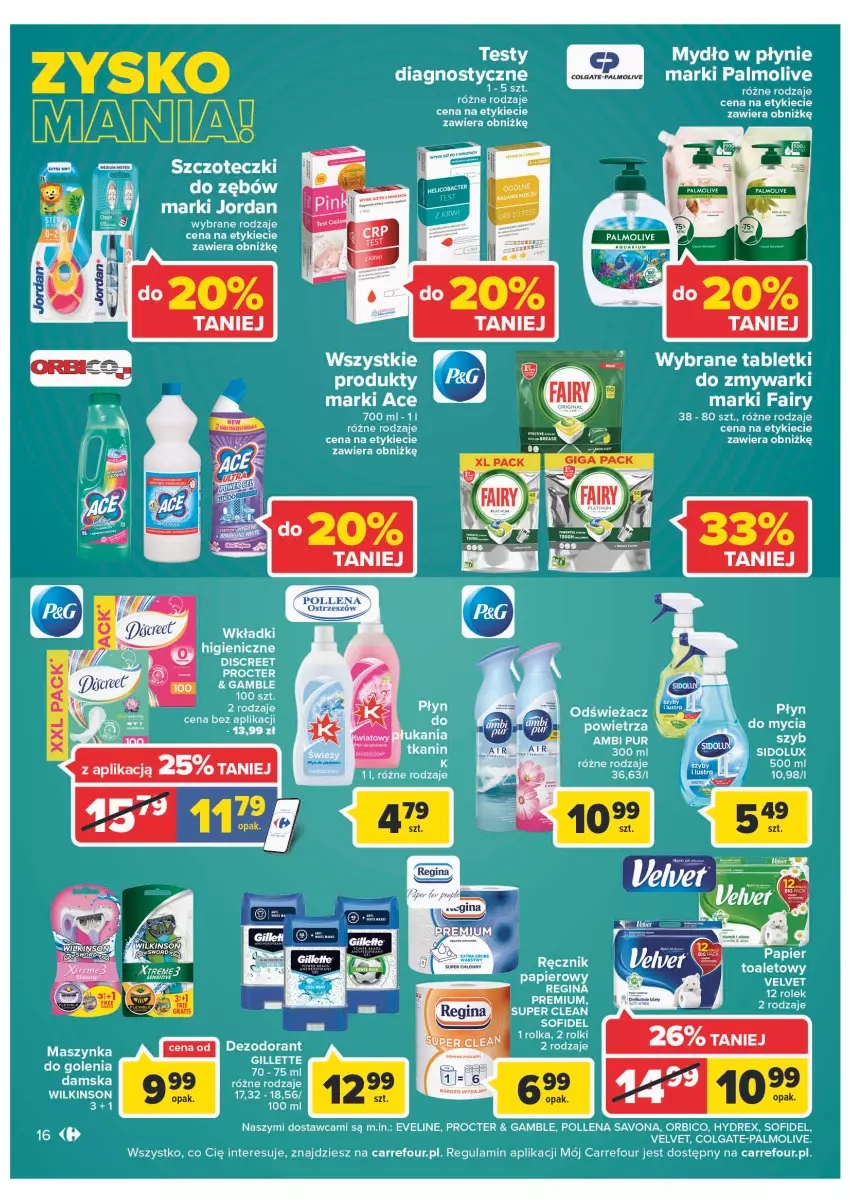 Gazetka promocyjna Carrefour - Gazetka Carrefour ZyskOferty - ważna 23.05 do 28.05.2022 - strona 16 - produkty: BIC, Colgate, Dezodorant, Discreet, Eveline, Fa, Fairy, LG, Mydło, Mydło w płynie, Palmolive, Papier, Ręcznik, Rolki, Tablet, Velvet, Zmywarki