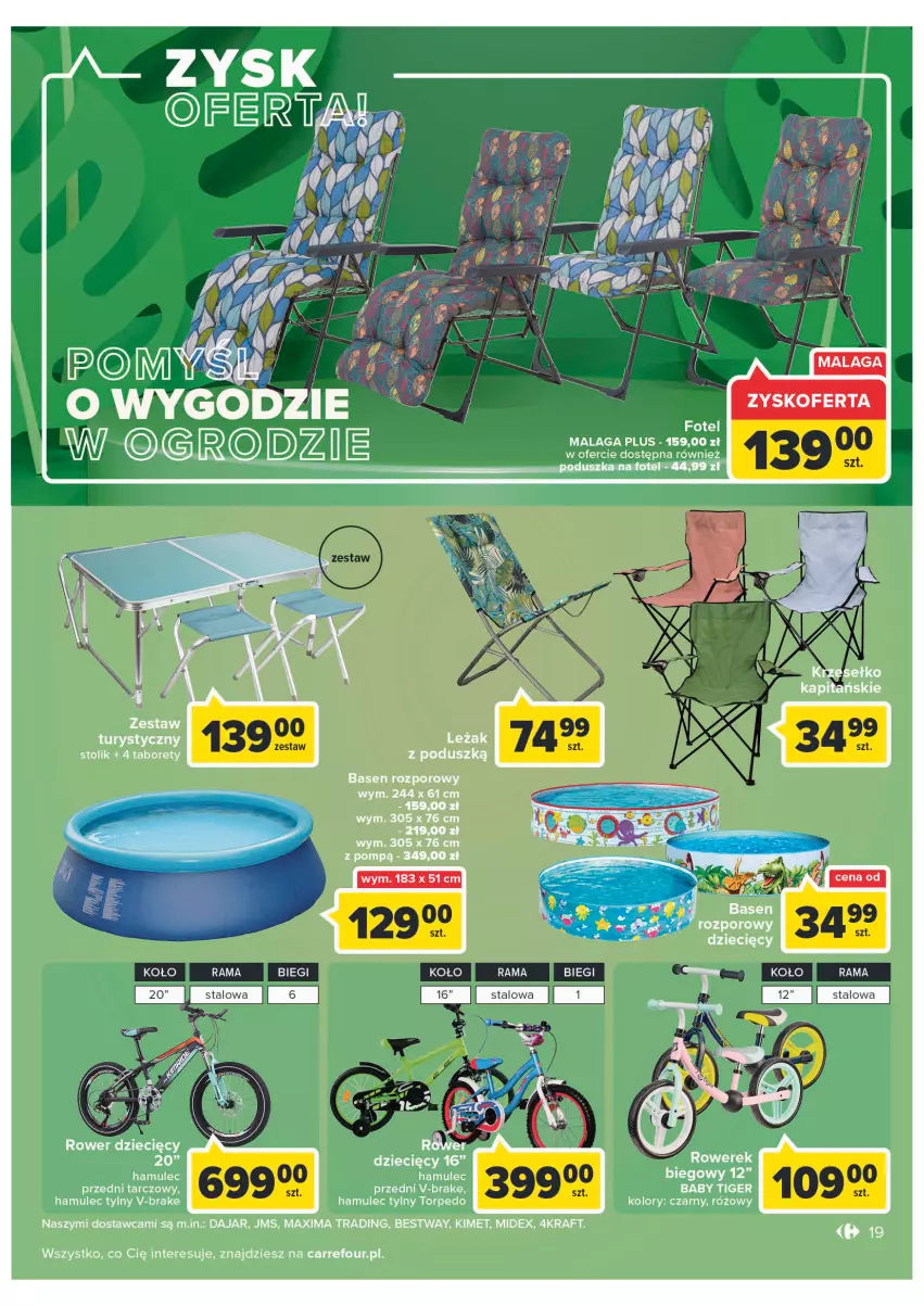 Gazetka promocyjna Carrefour - Gazetka Carrefour ZyskOferty - ważna 23.05 do 28.05.2022 - strona 19 - produkty: Dzieci, Fotel, Mule, Poduszka, Por, Rama, Rower, Rowerek, Stolik, Taboret, Tiger