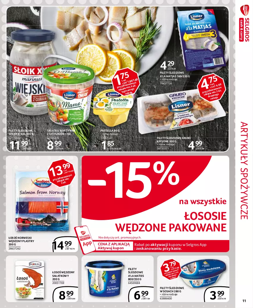 Gazetka promocyjna Selgros - Extra Oferta - ważna 01.03 do 31.03.2021 - strona 11 - produkty: Artykuły spożywcze, LG, Matjas, Pastella, Sałat, Sałatka, Sałatka warzywna, Sos