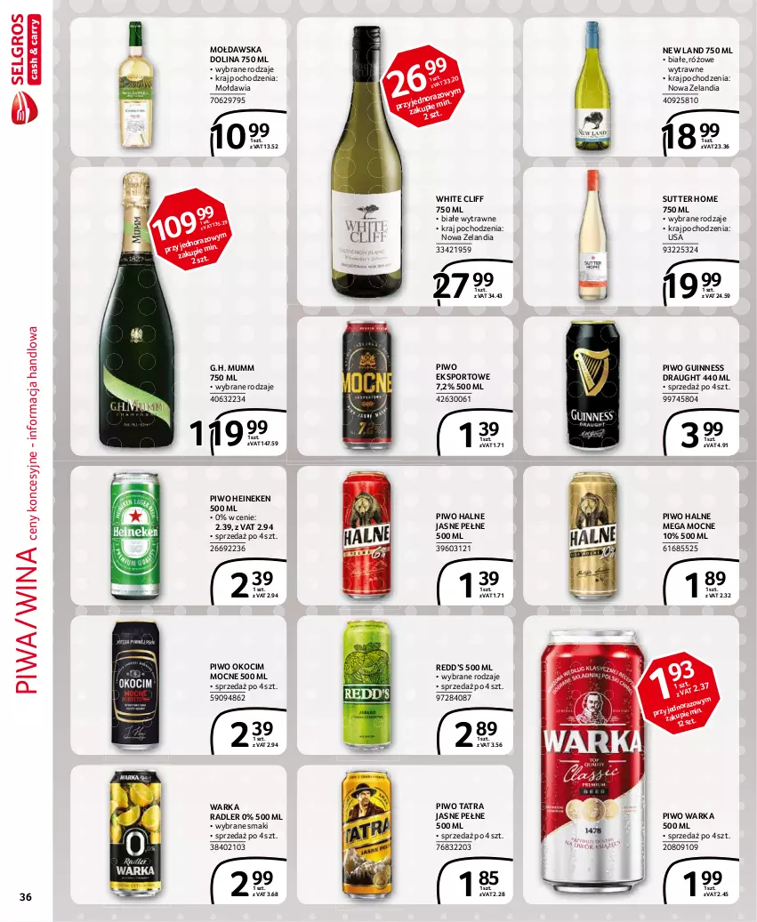 Gazetka promocyjna Selgros - Extra Oferta - ważna 01.03 do 31.03.2021 - strona 36 - produkty: Heineken, Koc, Okocim, Piwa, Piwo, Por, Radler, Sport, Tatra, Warka