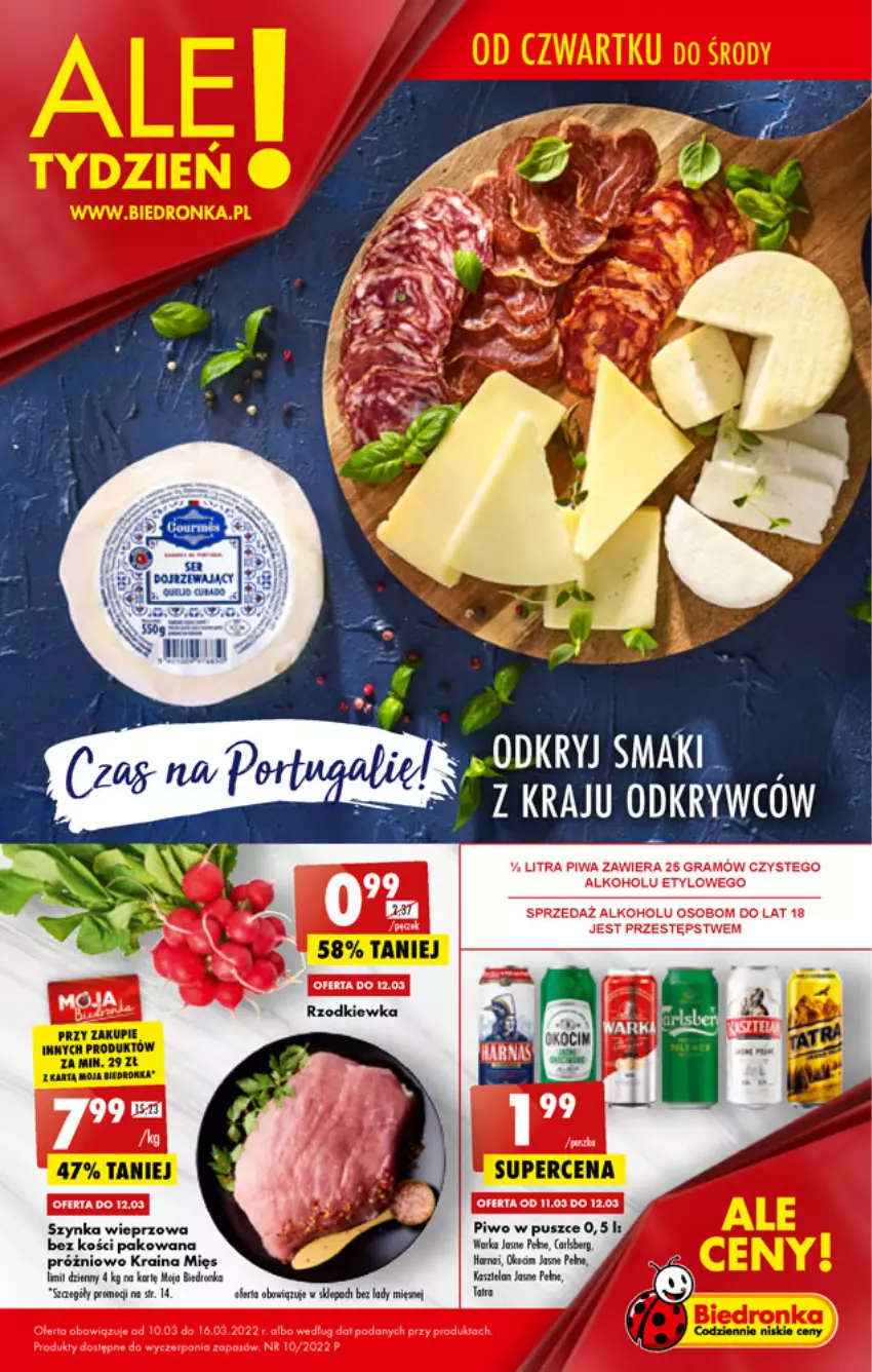 Gazetka promocyjna Biedronka - W tym tygodniu - ważna 10.03 do 16.03.2022 - strona 1 - produkty: Carlsberg, Gra, Orka, Piwo, Por, Rzodkiewka, Szynka, Szynka wieprzowa, Tatra