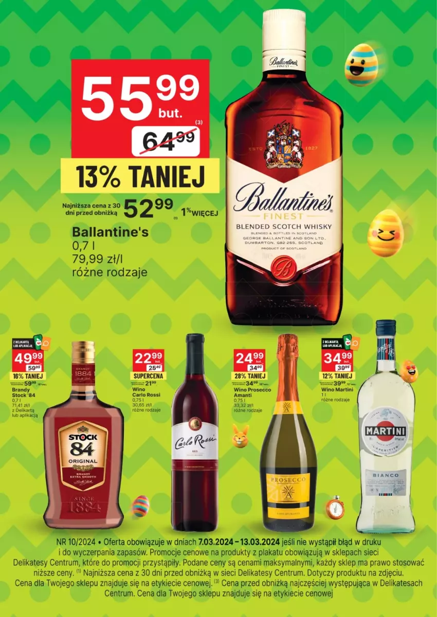 Gazetka promocyjna Delikatesy Centrum - Folder alkoholowy DC10 - ważna 07.03 do 13.03.2024 - strona 2 - produkty: Ballantine's, Brandy, Carlo Rossi, Martini, Prosecco, Rum, Stock, Wino