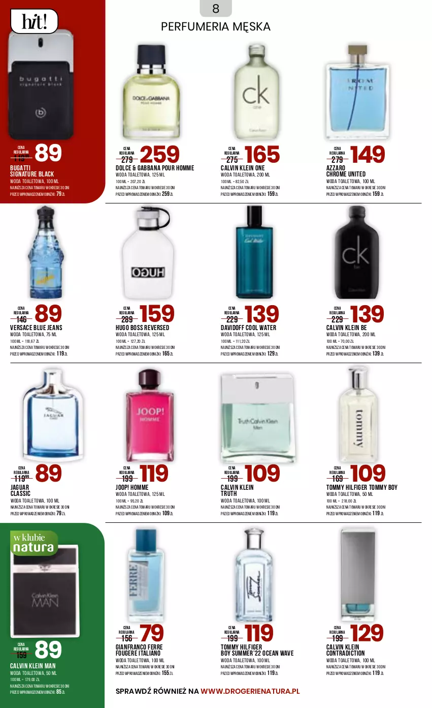 Gazetka promocyjna Drogerie Natura - Gazetka Drogerie Natura - ważna 30.05 do 12.06.2023 - strona 8 - produkty: Azzaro, Calvin Klein, Davidoff, Hugo Boss, Jaguar, JOOP!, Lack, Perfum, Versace, Woda, Woda toaletowa