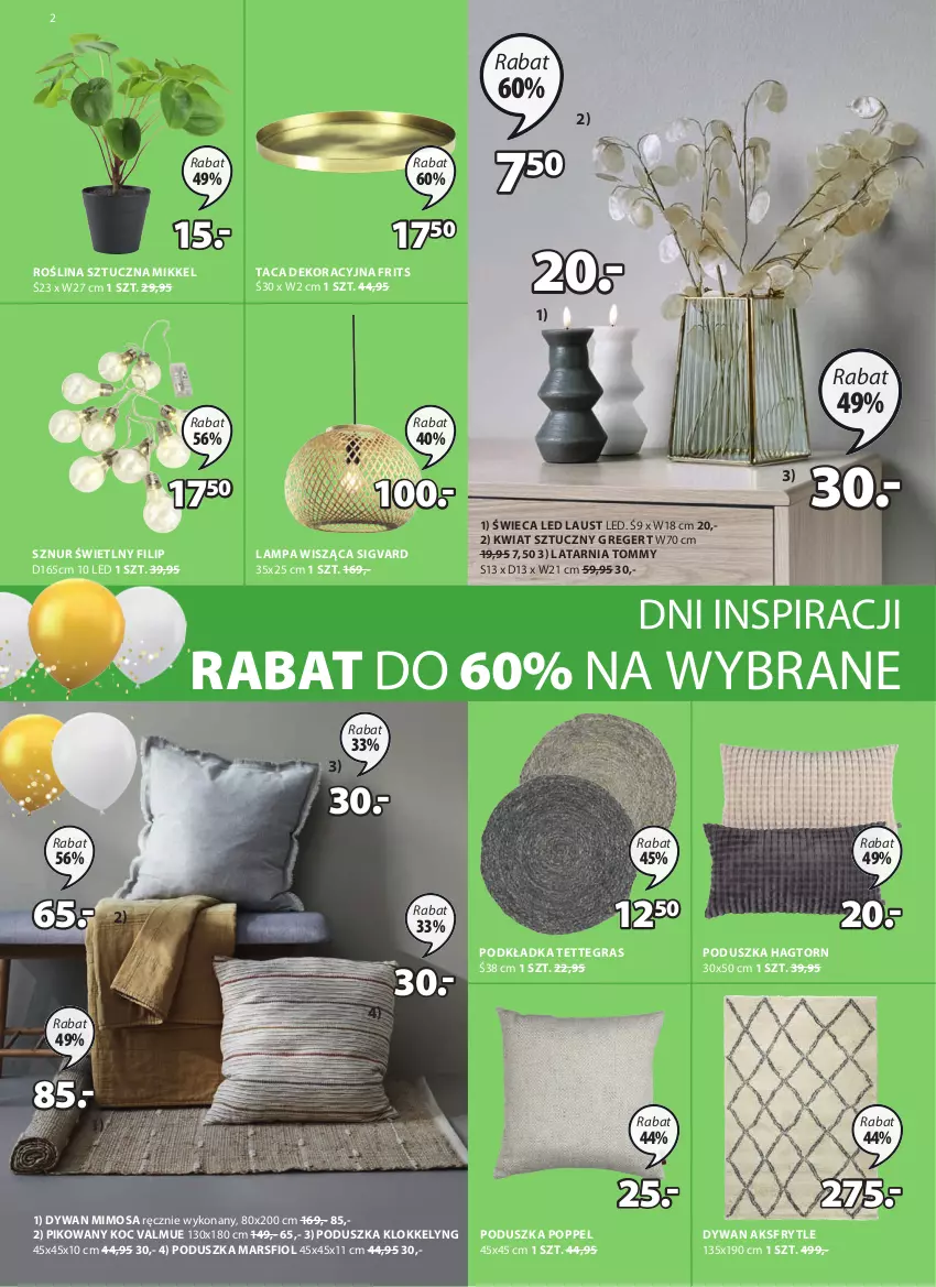 Gazetka promocyjna Jysk - Oferta tygodnia - ważna 29.03 do 13.04.2021 - strona 3 - produkty: Dywan, Gra, Koc, Lampa, Lampa wisząca, Latarnia, Mars, Mimosa, Podkład, Podkładka, Poduszka, Roślina sztuczna, Taca