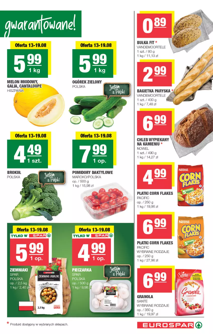 Gazetka promocyjna Spar - EuroSpar - ważna 10.08 do 20.08.2025 - strona 3 - produkty: Bagietka, Bułka, Chleb, Cif, Corn flakes, Gra, Granola, Melon, Ogórek, Pomidory, Sante