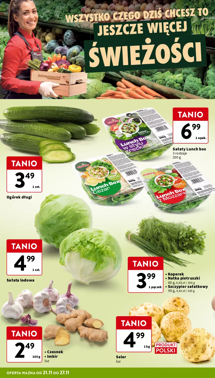 Gazetka promocyjna Intermarche - Gazetka Intermarche - ważna 21.11 do 27.11.2024 - strona 10 - produkty: Czosnek, Imbir, Lunch box, Natka pietruszki, Ogórek, Sałat, Sałata lodowa