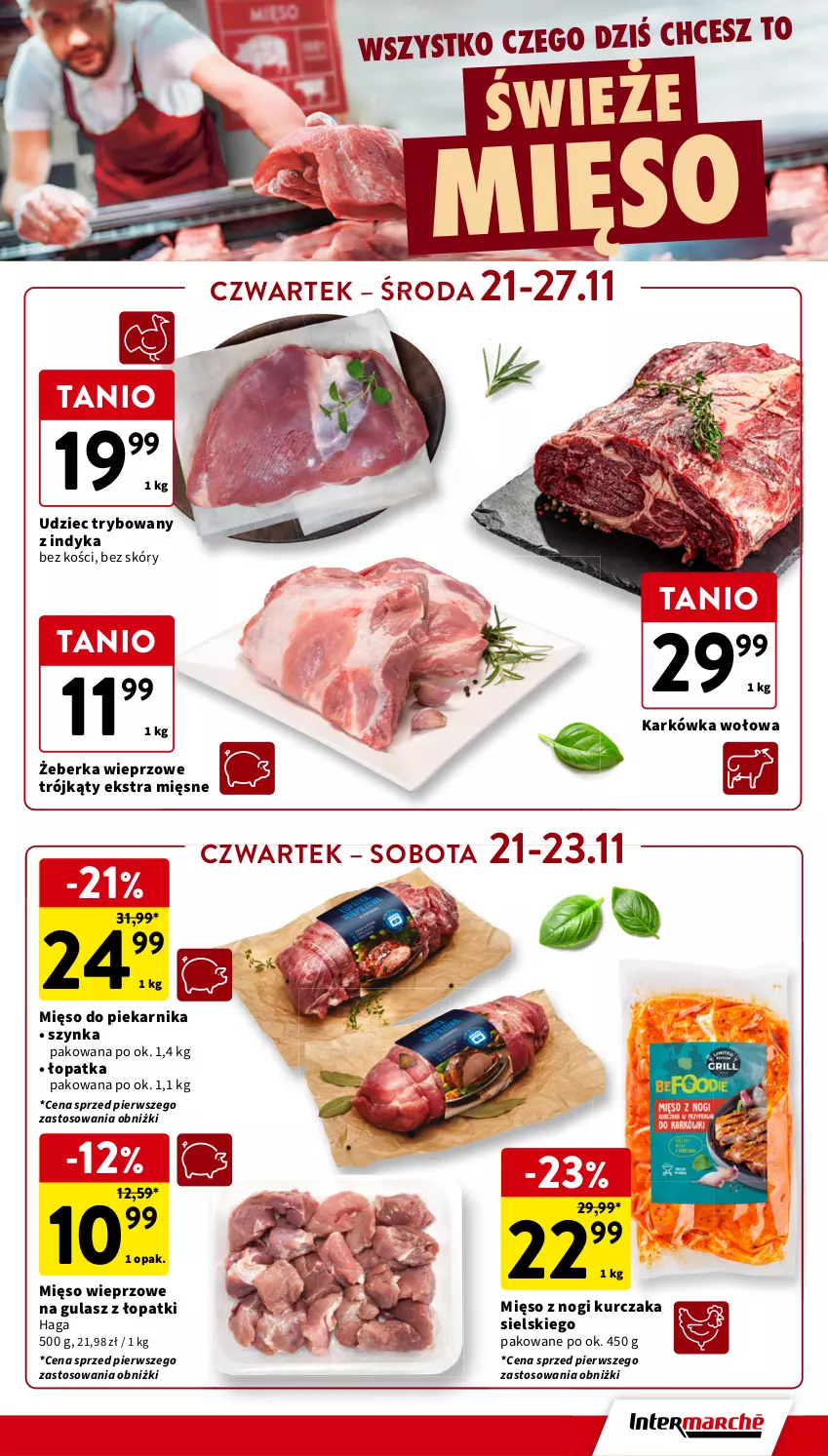 Gazetka promocyjna Intermarche - Gazetka Intermarche - ważna 21.11 do 27.11.2024 - strona 13 - produkty: Kurczak, Mięso, Mięso wieprzowe, Piekarnik, Szynka