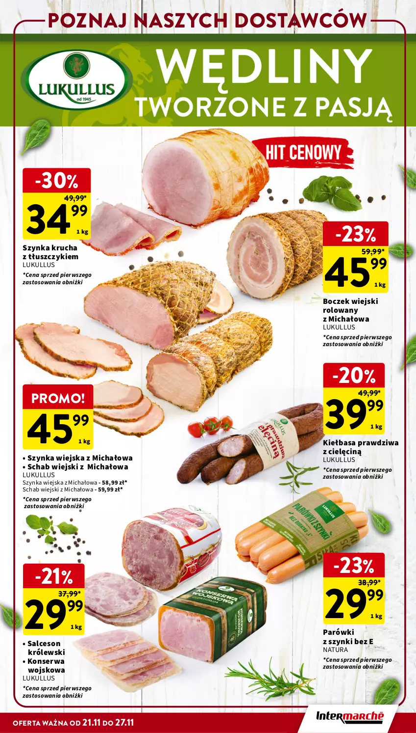 Gazetka promocyjna Intermarche - Gazetka Intermarche - ważna 21.11 do 27.11.2024 - strona 15 - produkty: Boczek, Kiełbasa, Królewski, Parówki, Parówki z szynki, Salceson, Ser, Szynka