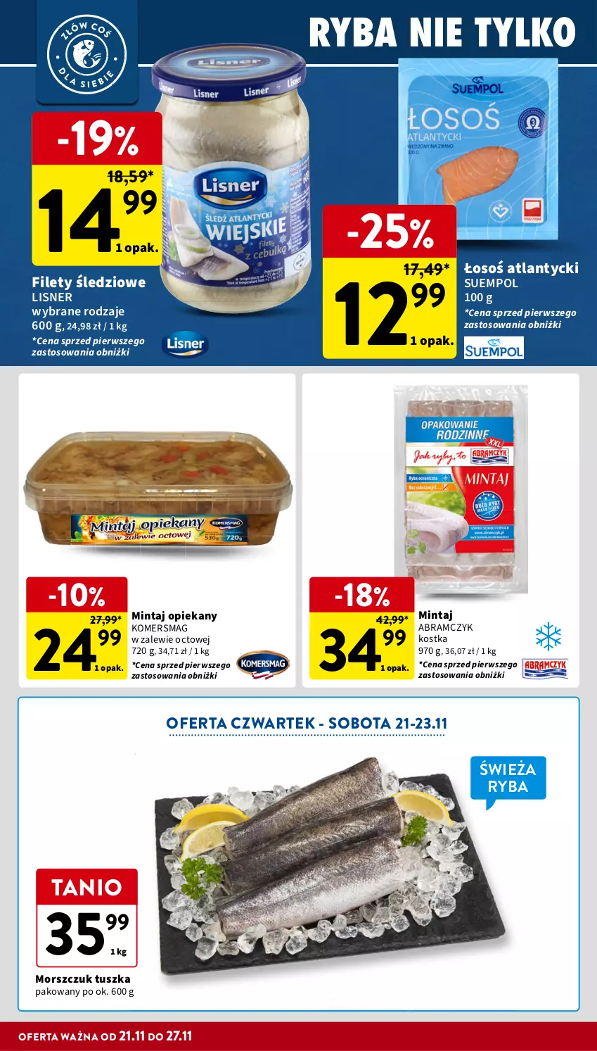 Gazetka promocyjna Intermarche - Gazetka Intermarche - ważna 21.11 do 27.11.2024 - strona 18 - produkty: Halibut, Kawa, Lisner, Mintaj, Ryba, Sandacz, Stek, Suempol, Tusz