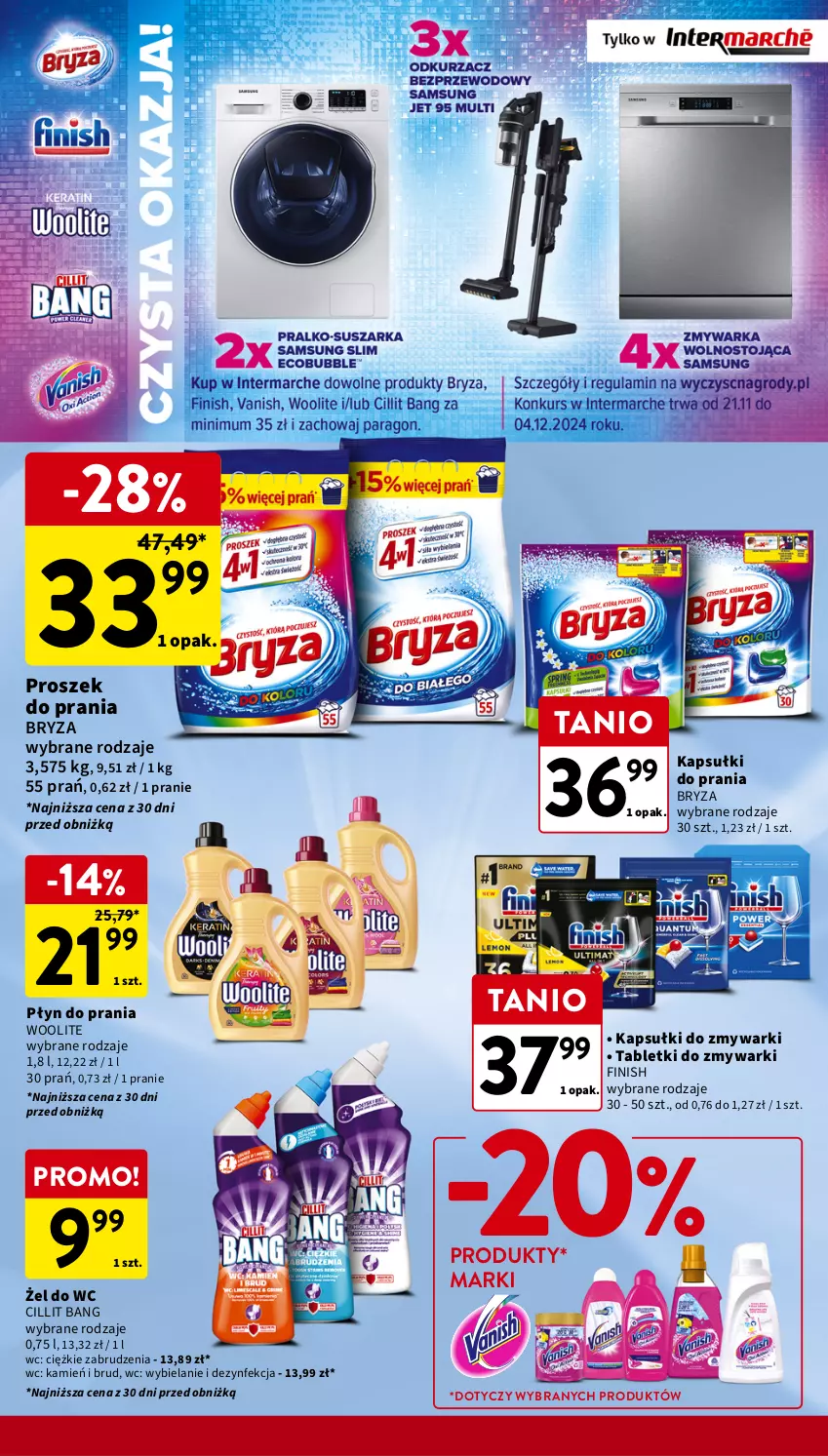 Gazetka promocyjna Intermarche - Gazetka Intermarche - ważna 21.11 do 27.11.2024 - strona 34 - produkty: Bryza, Cillit Bang, Dezynfekcja, Finish, Kapsułki do prania, Płyn do prania, Proszek do prania, Tablet, Tabletki do zmywarki, Woolite, Zmywarki