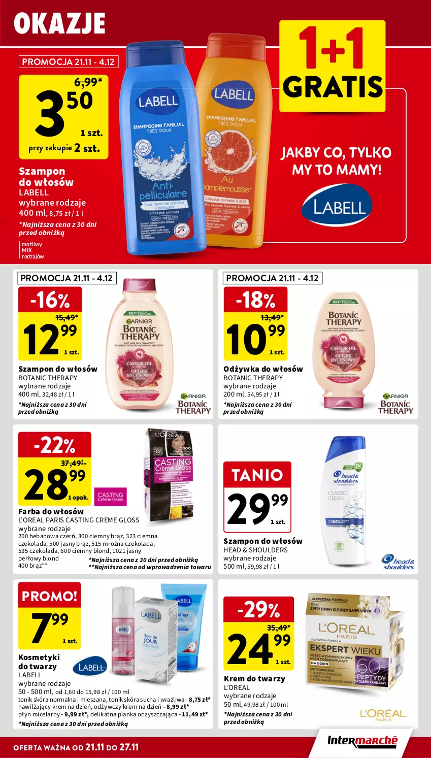 Gazetka promocyjna Intermarche - Gazetka Intermarche - ważna 21.11 do 27.11.2024 - strona 37 - produkty: Bell, Czekolada, Fa, Farba do włosów, Gra, Krem do twarzy, Krem na dzień, Odżywka, Płyn micelarny, Szampon, Tonik