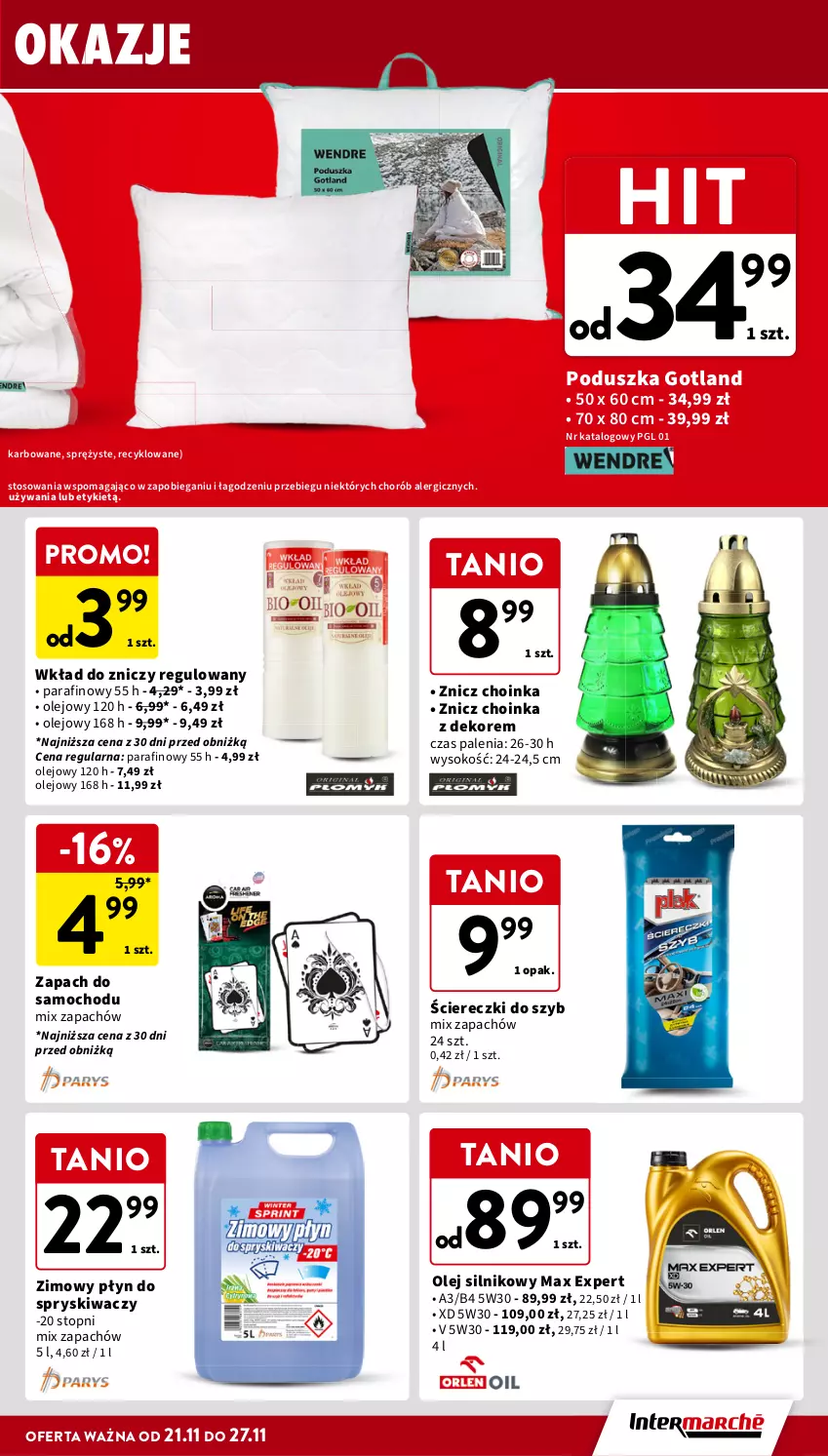 Gazetka promocyjna Intermarche - Gazetka Intermarche - ważna 21.11 do 27.11.2024 - strona 41 - produkty: Choinka, Inka, Olej, Olej silnikowy, Płyn do spryskiwaczy, Poduszka, Sok, Top, Znicz