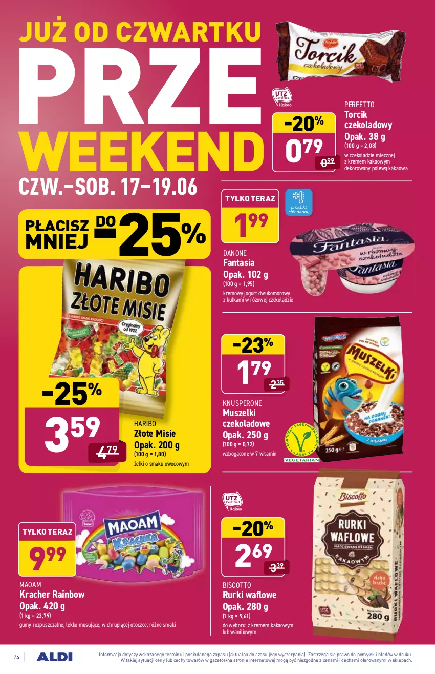 Gazetka promocyjna Aldi - ważna 14.06 do 19.06.2021 - strona 24 - produkty: Danone, Danone Fantasia, Fa, Fanta, Haribo, Jogurt, Kakao, Mus, Rurki, Tera