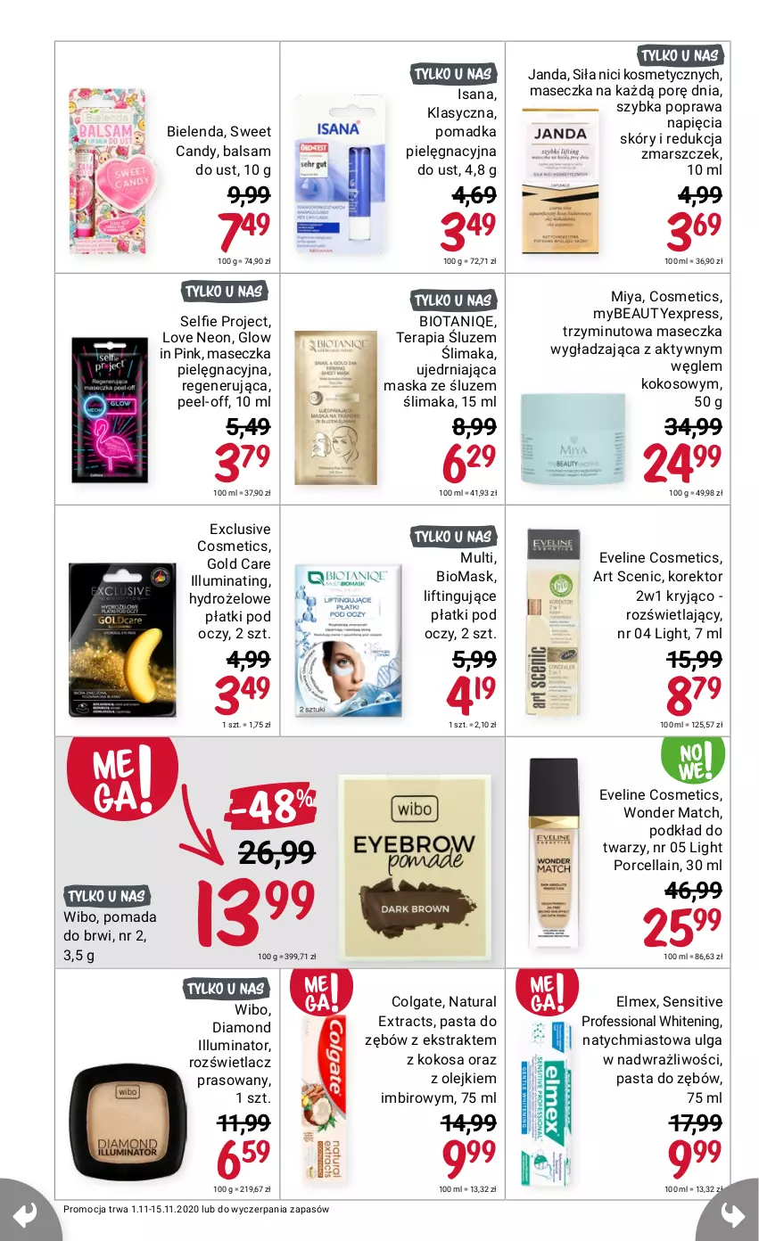 Gazetka promocyjna Rossmann - 1 Listopad - ważna 01.11 do 15.11.2021 - strona 10 - produkty: Balsam do ust, Bielenda, Candy, Elmex, Isana, Pomada, Wibo