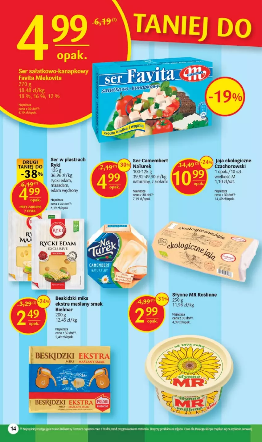 Gazetka promocyjna Delikatesy Centrum - Gazetka DC33 - ważna 24.08 do 30.08.2023 - strona 14 - produkty: Beskidzki, Camembert, Edam, Jaja, Maasdam, NaTurek, Rum, Rycki Edam, Ser, Słynne, Słynne MR Roślinne