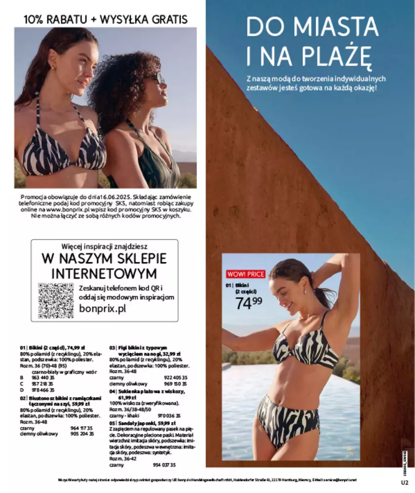 Gazetka promocyjna Bonprix - URLOPOWE NIEZBĘDNIKI - ważna 17.06 do 28.07.2025 - strona 2 - produkty: Bikini, Figi, Gra, Sandał, Telefon