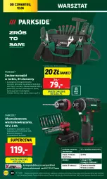 Gazetka promocyjna Lidl - GAZETKA - Gazetka - ważna od 14.06 do 14.06.2025 - strona 40 - produkty: Parkside, Ser, Akumulatorowa wiertarkowkrętark, Wiertarkowkrętarka, Warka, Tarka, Wkręt, Taśma miernicza, Młotek, Szczypce, Młot, Wkrętarka, Poziomica, Zestaw narzędzi, Akumulator