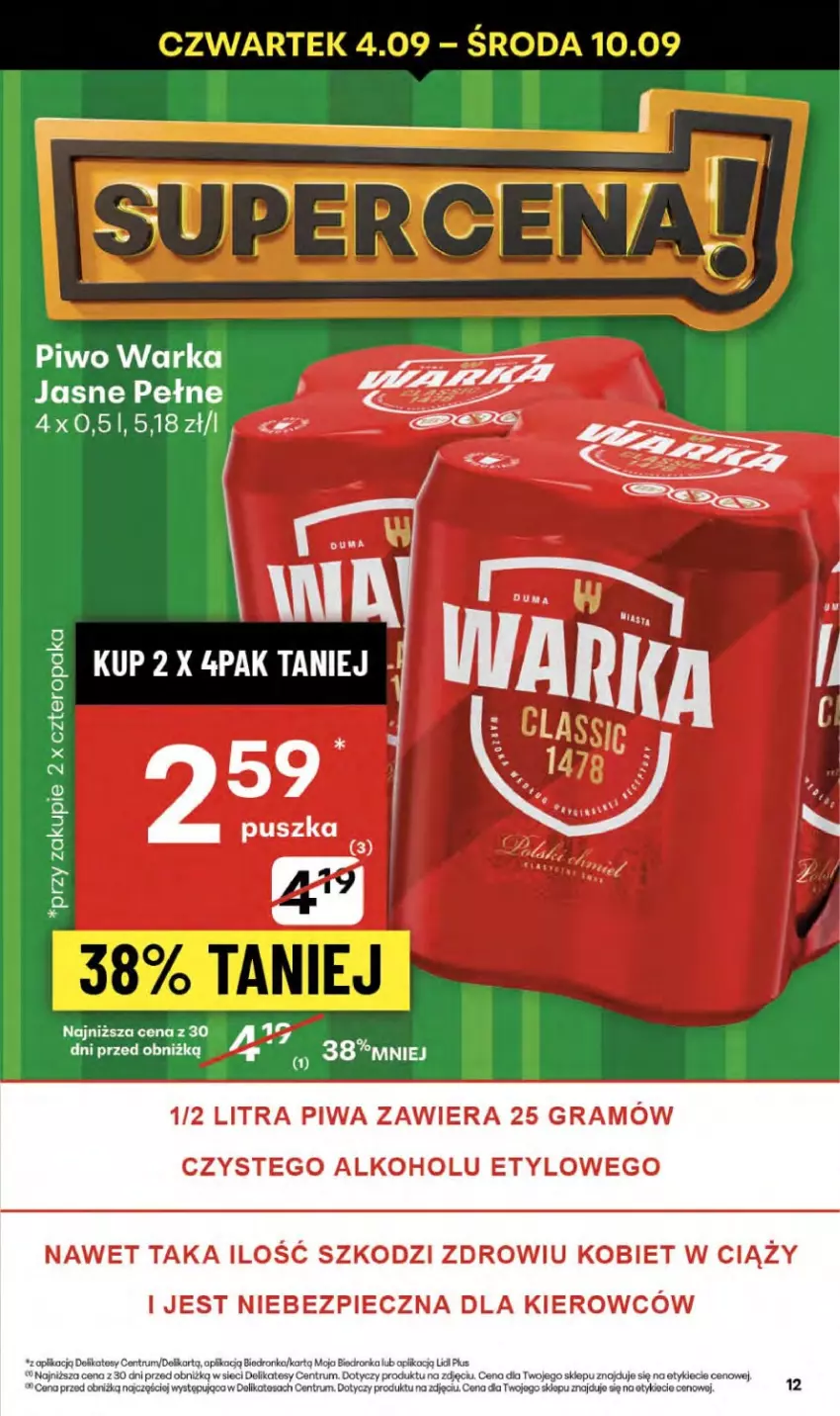 Gazetka promocyjna Delikatesy Centrum - Franczyza DC36 Czwartek - ważna 04.09 do 10.09.2025 - strona 12 - produkty: Dron, Gra, Piec, Piwa, Piwo, Rum, Warka