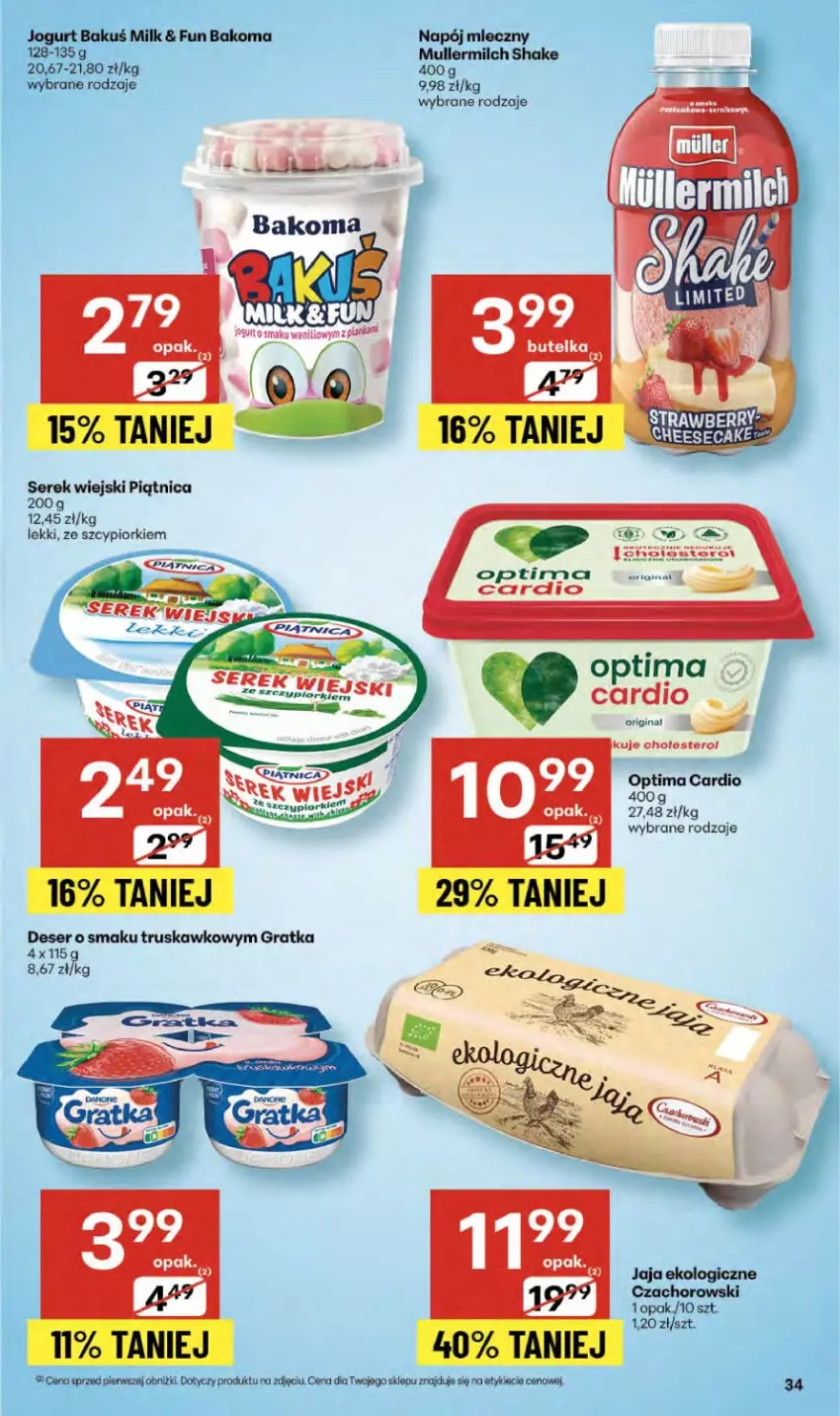 Gazetka promocyjna Delikatesy Centrum - Franczyza DC36 Czwartek - ważna 04.09 do 10.09.2025 - strona 34 - produkty: Bakoma, Deser, Gin, Gra, Jaja, Jogurt, Napój, Napój mleczny, Optima, Optima Cardio, Piątnica, Ser, Serek, Serek wiejski
