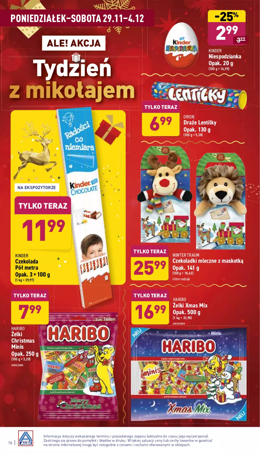 Gazetka promocyjna Aldi - Katalog spożywczy - ważna 29.11 do 04.12.2021 - strona 16 - produkty: Czekolada, Haribo, Kinder, Tera