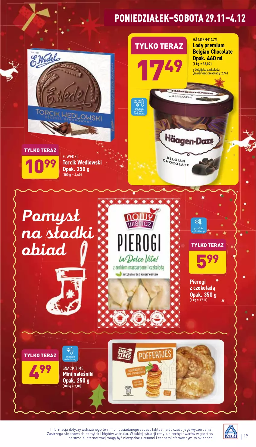 Gazetka promocyjna Aldi - Katalog spożywczy - ważna 29.11 do 04.12.2021 - strona 19 - produkty: E. Wedel, LG, Lody, Naleśniki, Pierogi, Tera