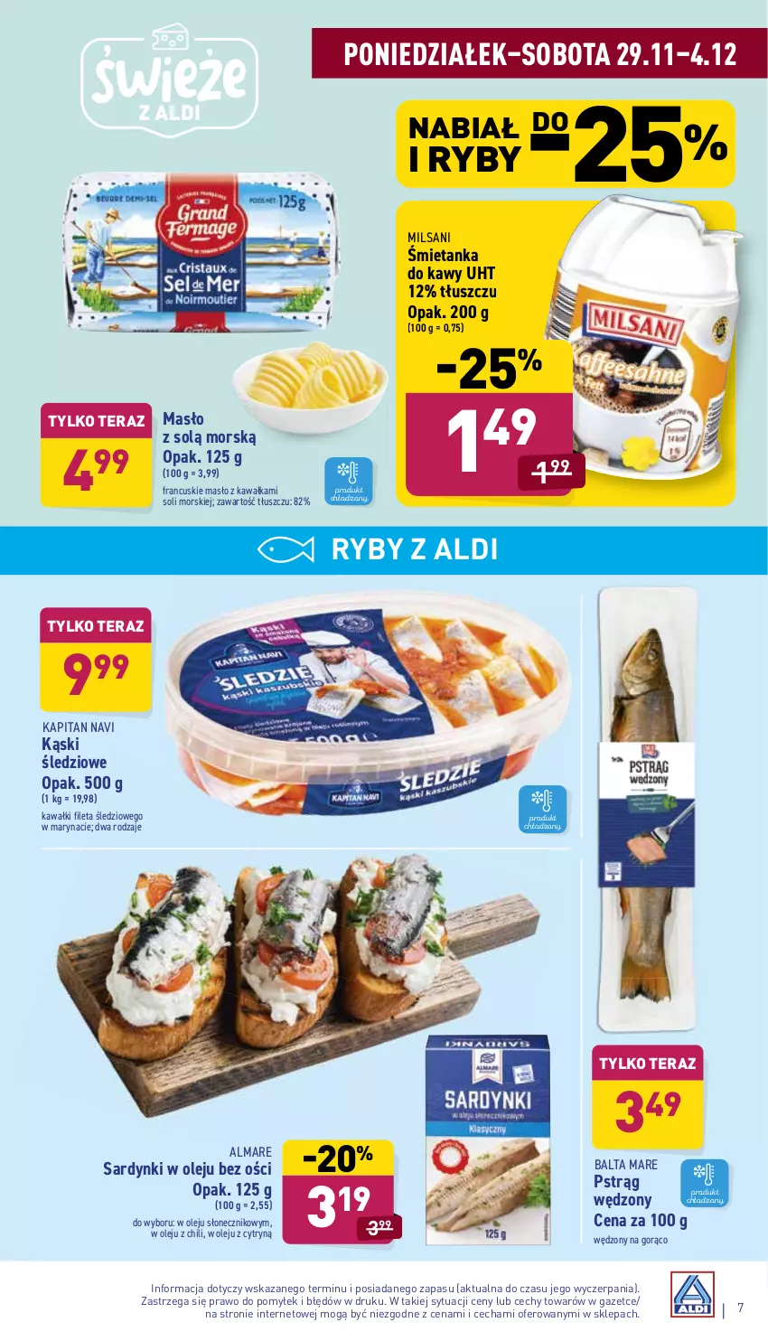 Gazetka promocyjna Aldi - Katalog spożywczy - ważna 29.11 do 04.12.2021 - strona 7 - produkty: Balta Mare, Kawa, Masło, Olej, Pstrąg, Sardynki, Tera