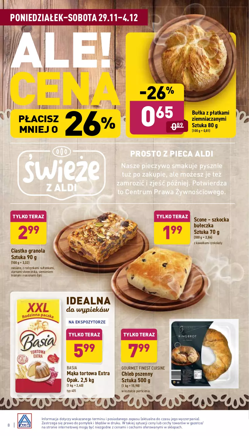 Gazetka promocyjna Aldi - Katalog spożywczy - ważna 29.11 do 04.12.2021 - strona 8 - produkty: Basia, Bułka, Chleb, Gra, Granola, Kawa, Koc, Mąka, Mąka tortowa, Piec, Pieczywo, Rum, Tera